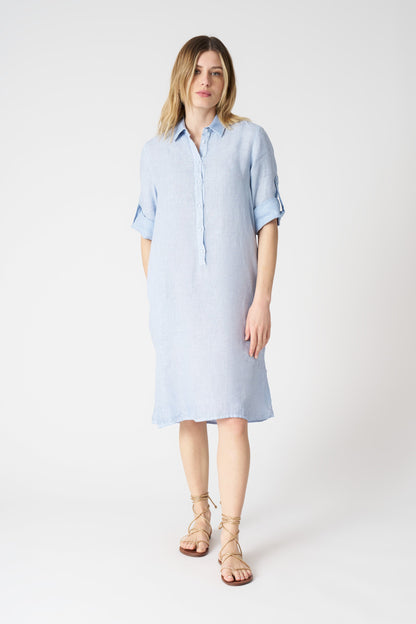 Women's Linen Blouse Dress – Sea Soft Fade, view 1