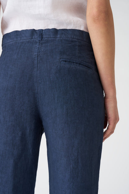 Women's Linen Drawstring Pants – Navy Fade, view 2