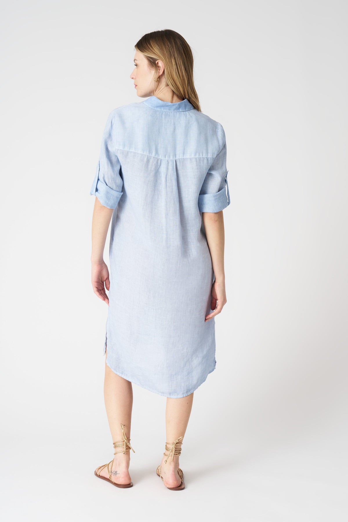 Women's Linen Blouse Dress – Sea Soft Fade, view 3