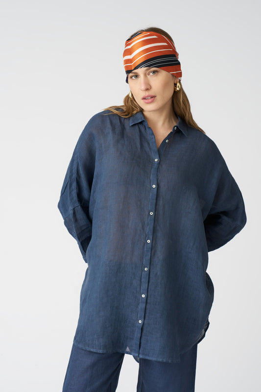 Women's Simona Linen Shirt – Navy Fade, view 1