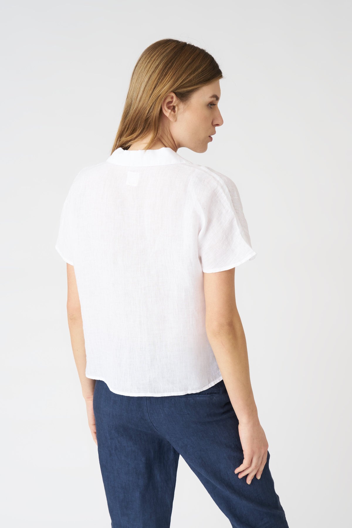 Women's Linen Tennis Shirt – White, view 4