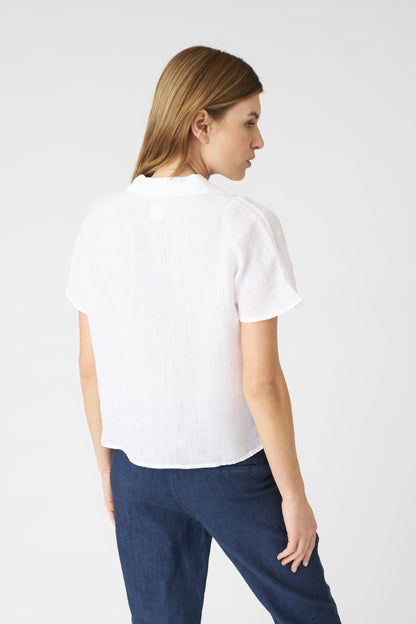 Women's Linen Tennis Shirt – White, view 4