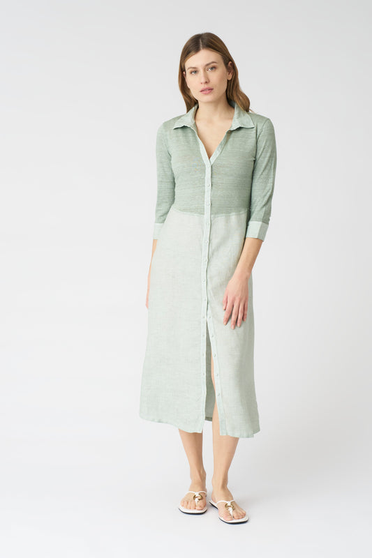 Women's 'Kat' Linen Shirt Dress – Pistache Soft Fade, view 1