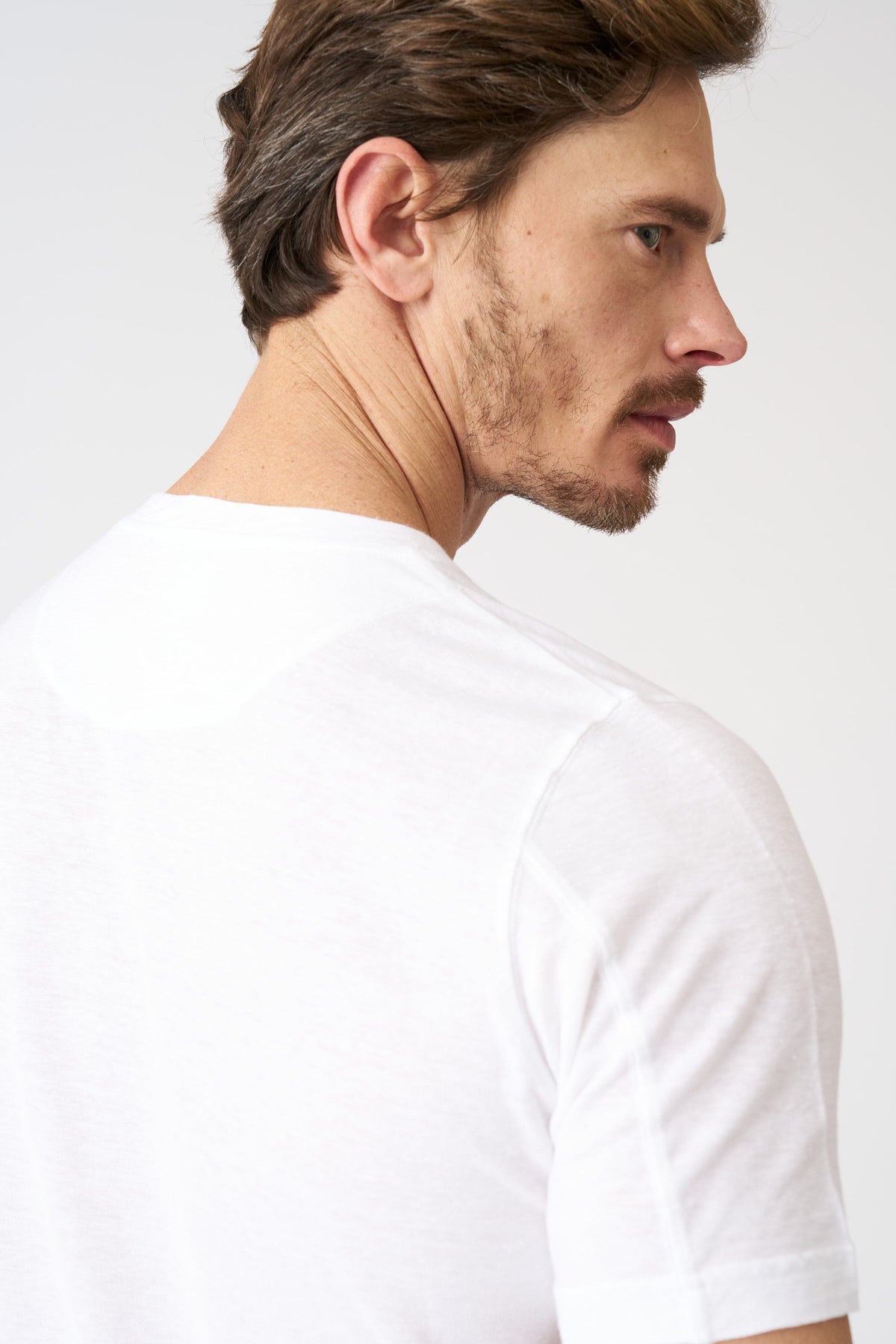 Men's Linen Crewneck T-Shirt – White, view 2