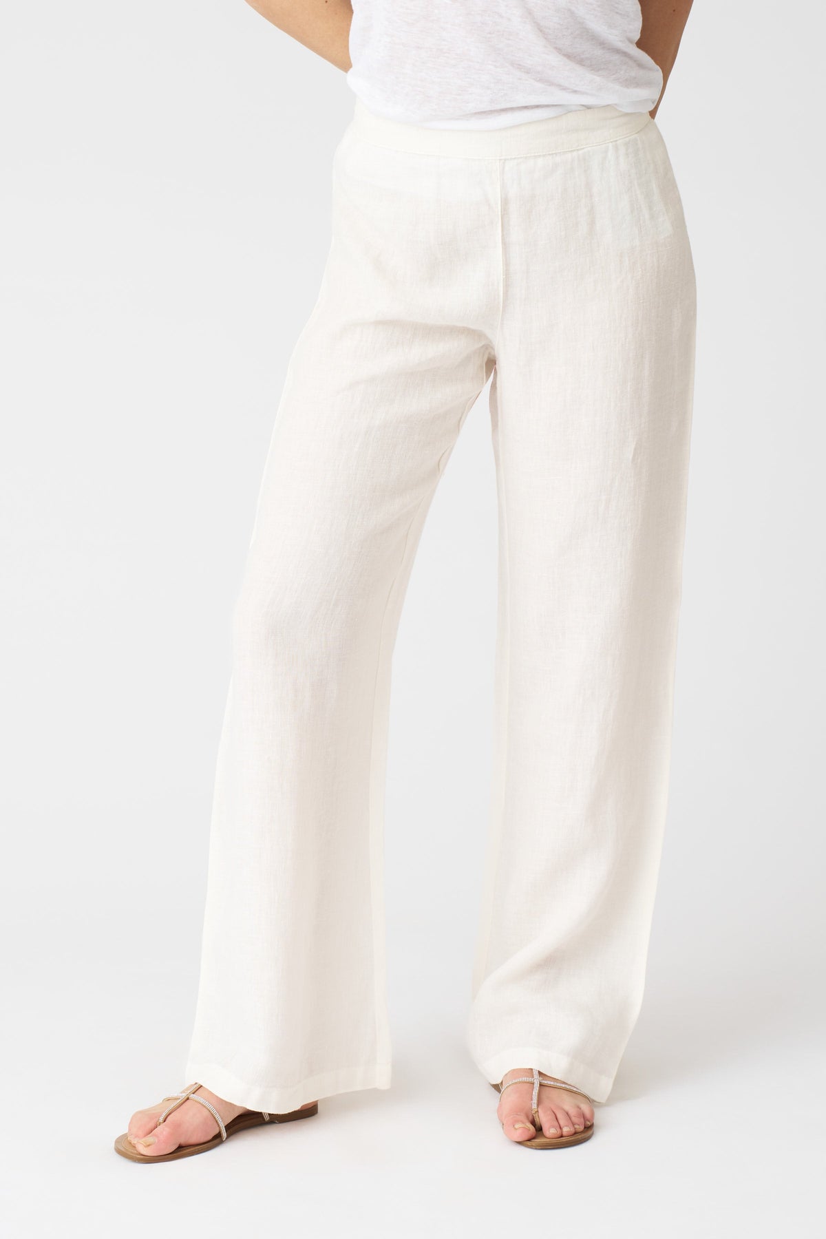 Women's Roma Linen Pants – Milk, view 3