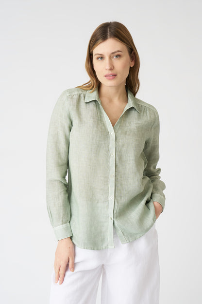 Women's Lily Linen Shirt – Pistache Soft Fade, view 1