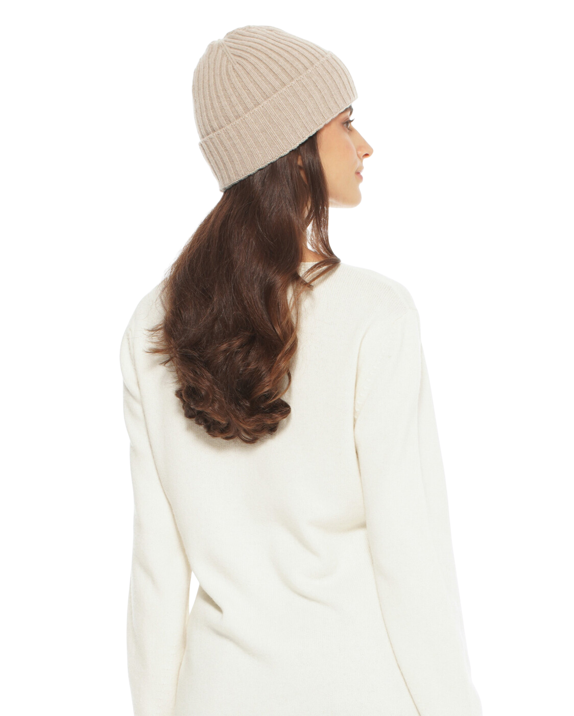 Monticelli Pure Cashmere Ribbed Hat Beige 3