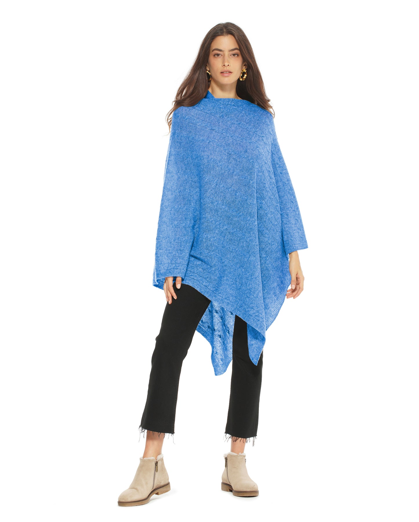Women's Pure Cashmere Cable Knit Poncho Jeans