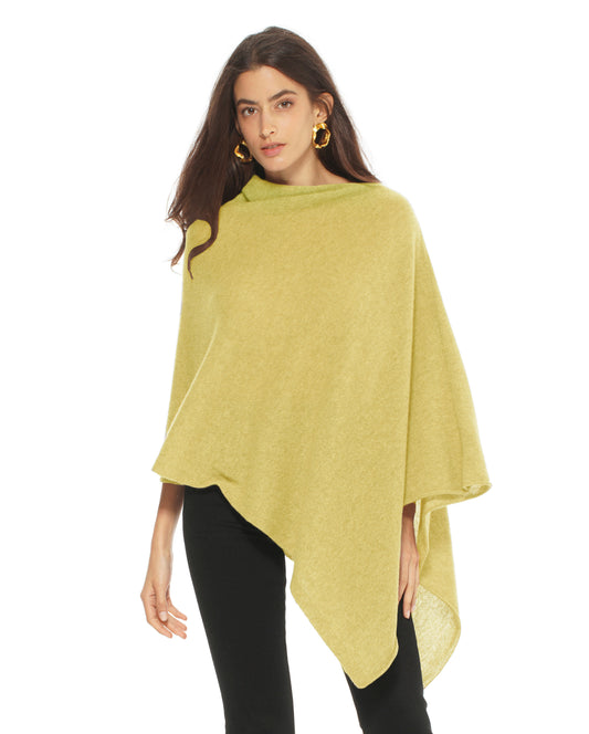 Women's Essential Pure Cashmere Poncho Lemon Yellow