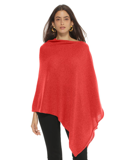 Women's Essential Pure Cashmere Poncho Red