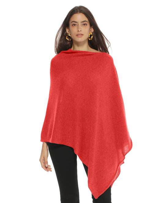 Women's Essential Pure Cashmere Poncho Red