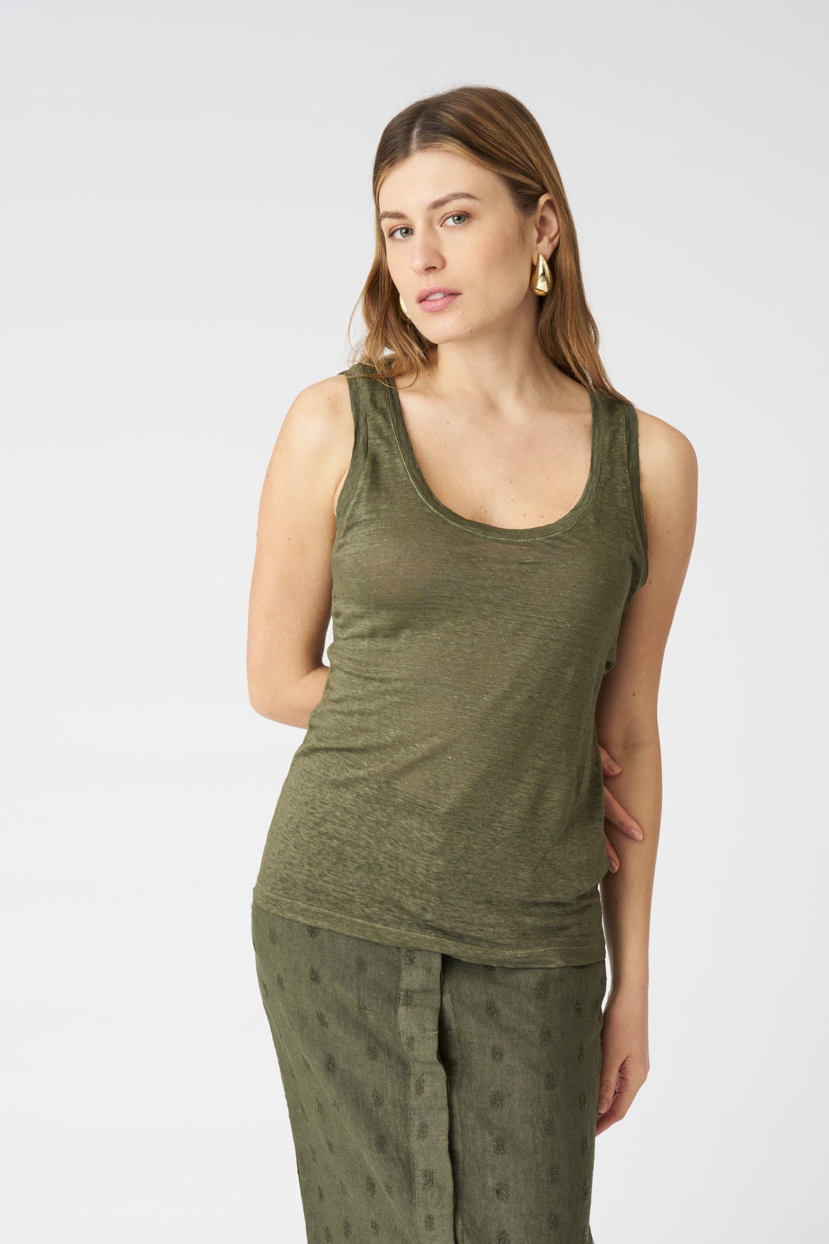Women's Mila Linen Tank Top – Caffe Soft Fade, view 1