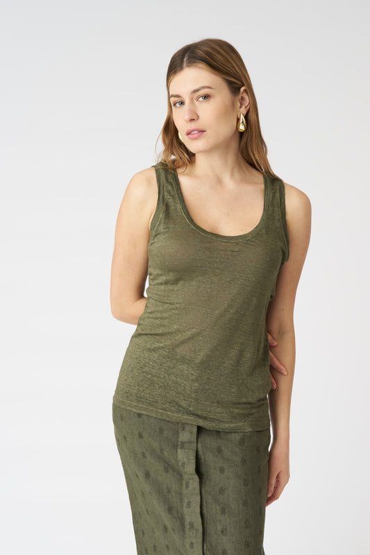 Women's Mila Linen Tank Top – Caffe Soft Fade, view 1