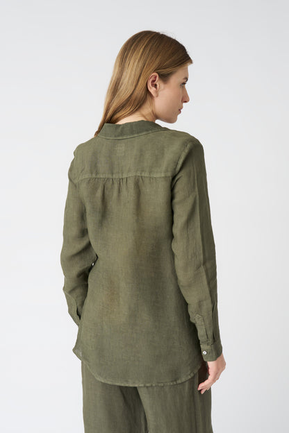 Women's Lily Linen Shirt – Caffe Soft Fade, view 4