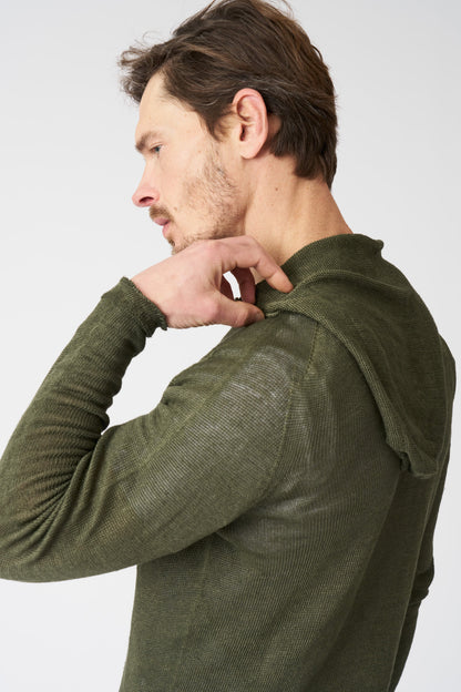 Men's Linen Hooded Sweater – Caffe Soft Fade, view 2