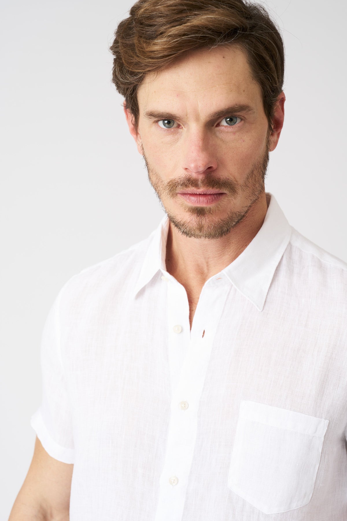 Men's Regular Fit Linen Shirt with Pocket – White, view 2