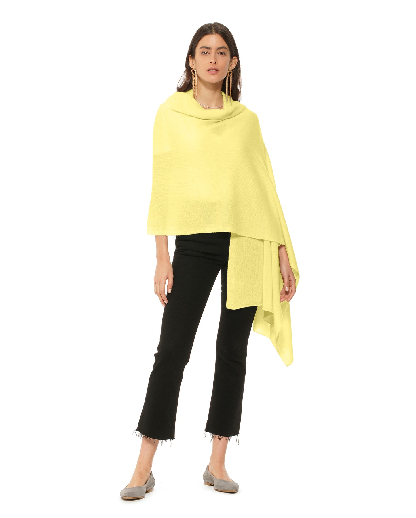 Women's Pure Cashmere Maxi Wrap Lemon Yellow