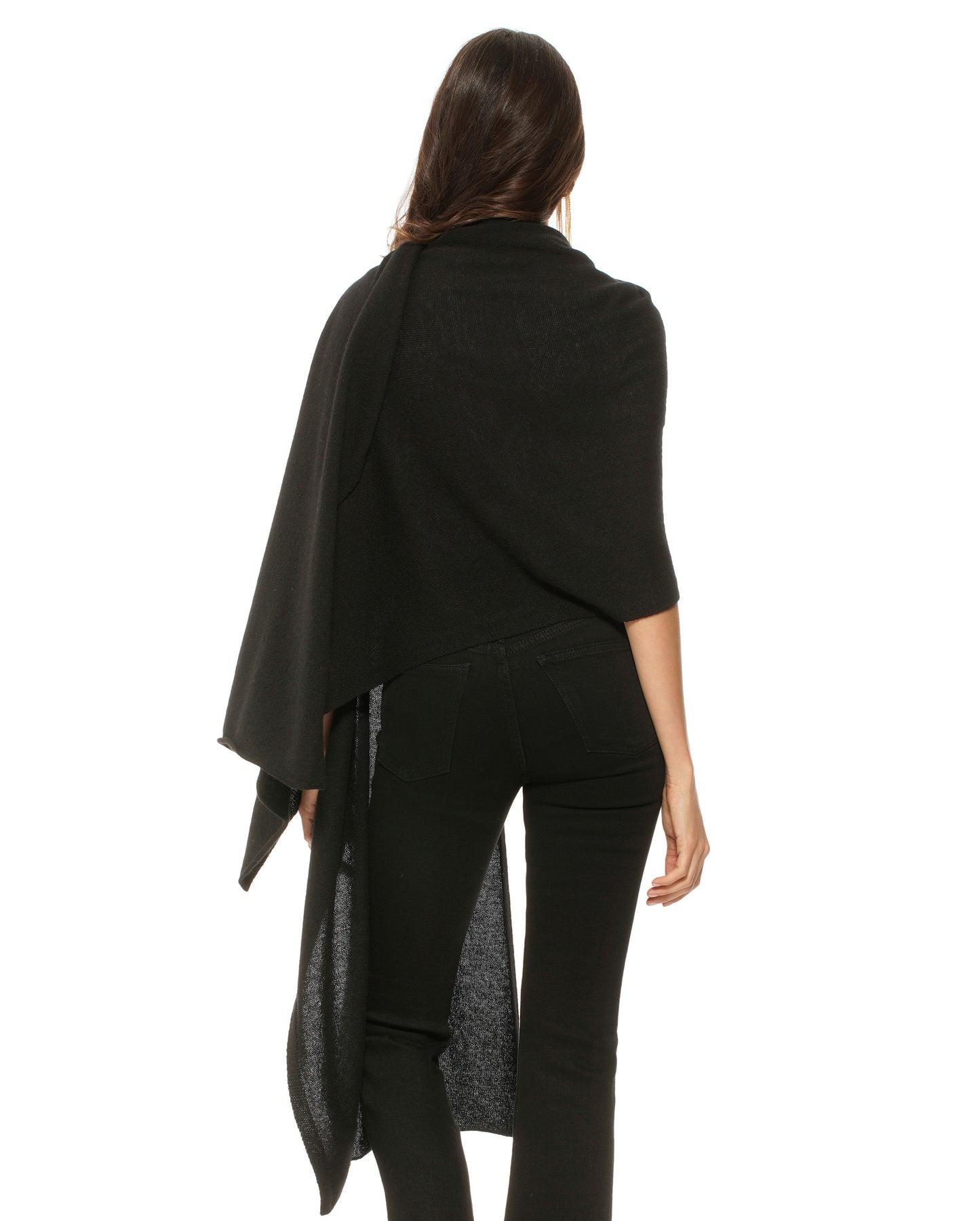 Women's Pure Cashmere Maxi Wrap Black Made In Italy 4