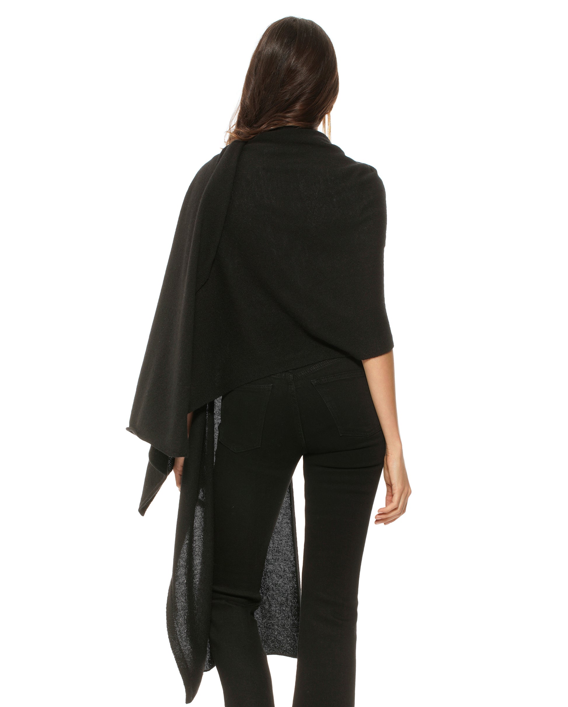 Women's Pure Cashmere Maxi Wrap Black Made In Italy 4