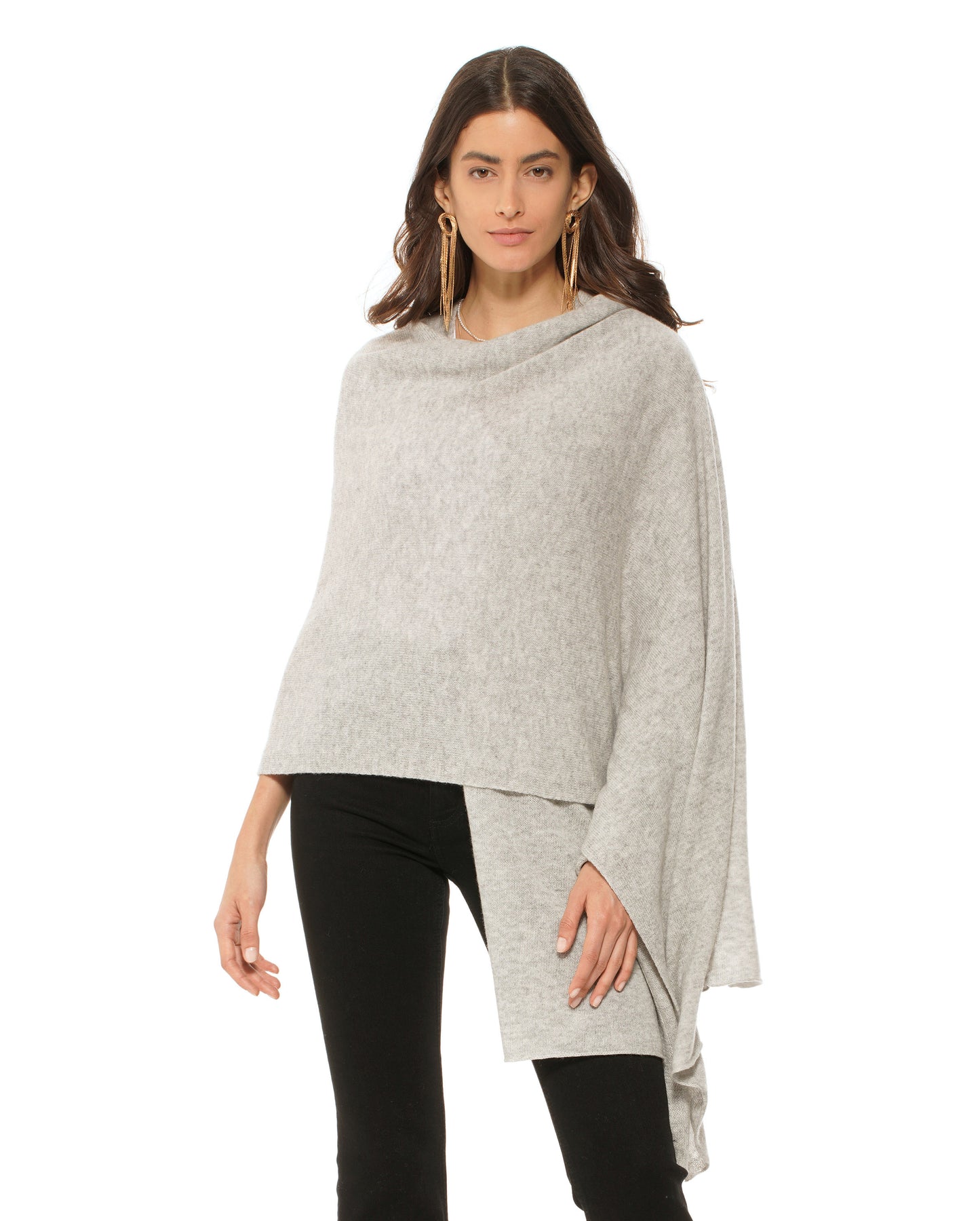Women's Pure Cashmere Maxi Wrap Light Grey Made In Italy 2