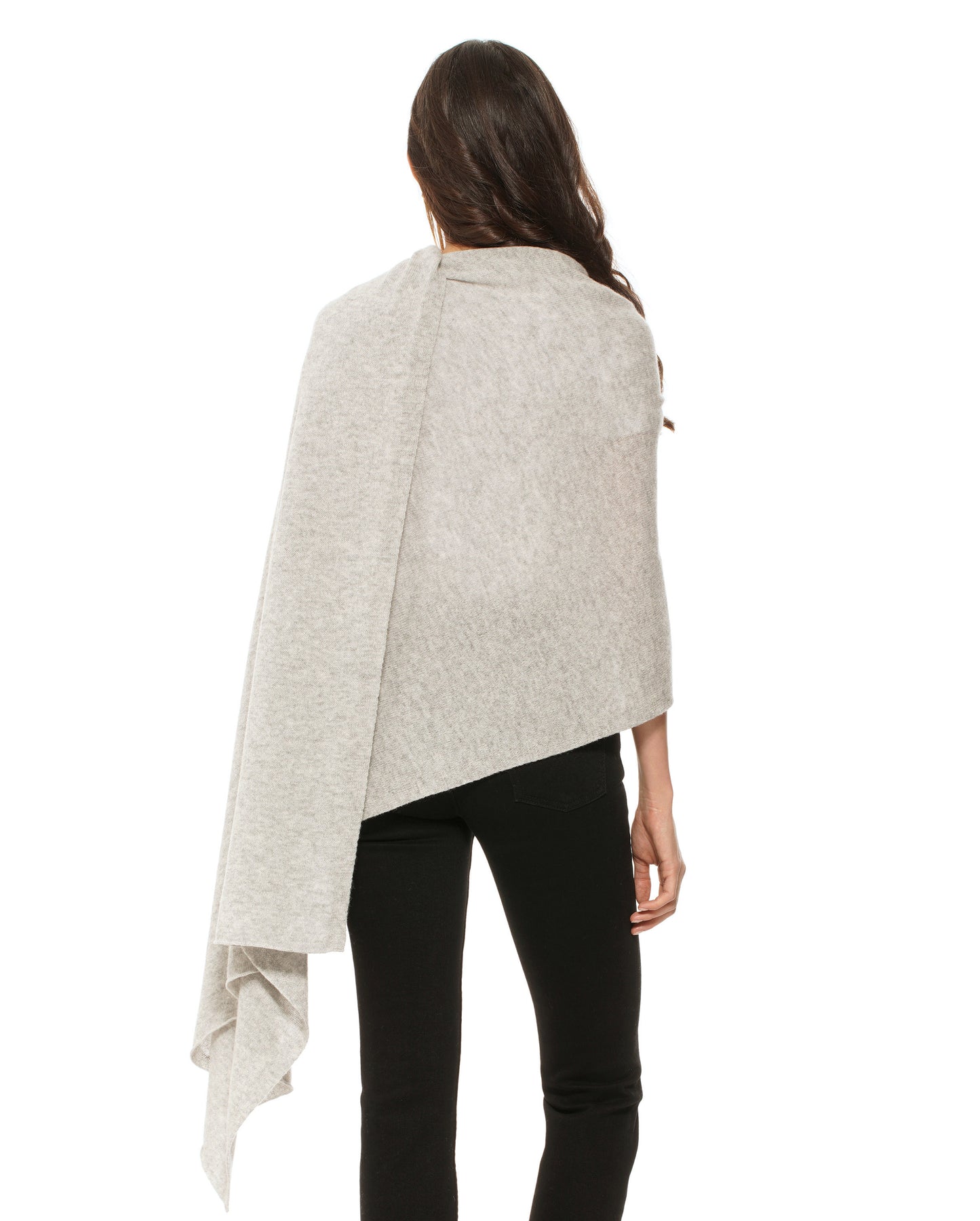 Women's Pure Cashmere Maxi Wrap Light Grey Made In Italy 5