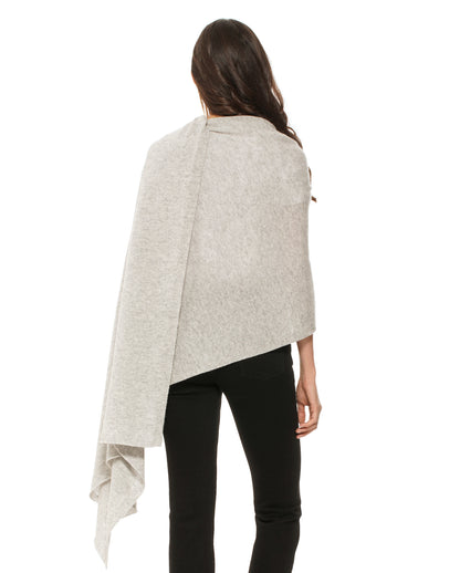 Women's Pure Cashmere Maxi Wrap Light Grey Made In Italy 5