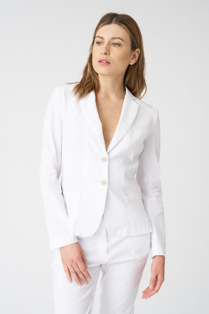 Women's Linen Fitted Blazer – White, view 1