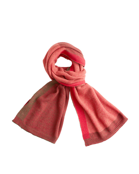 Cashmere Merino Ultra-Soft Marled Knit Scarf In Coral and Terracotta