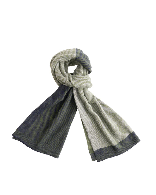 Cashmere Merino Ultra-Soft Marled Knit Scarf In Olive and Charcoal