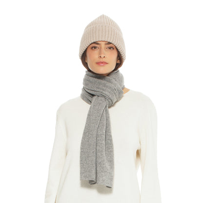 Women's Pure Cashmere Ribbed Hat Beige