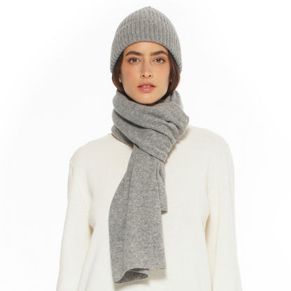 Women's Pure Cashmere Ribbed Hat Medium Grey