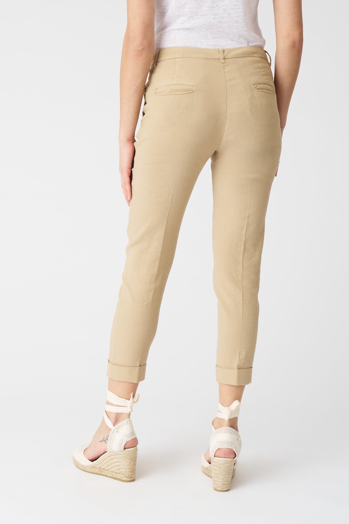 Women's Linen Chino Cropped Pants – Almond, view 4
