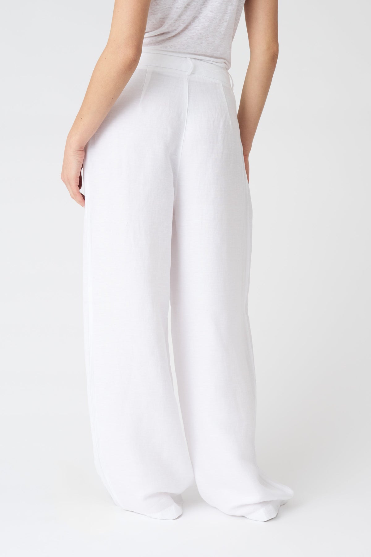 Women's Fluid Wide-Leg Linen Pants – White, view 4