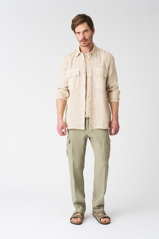 Men's Linen Cargo Pants – Cactus, view 1