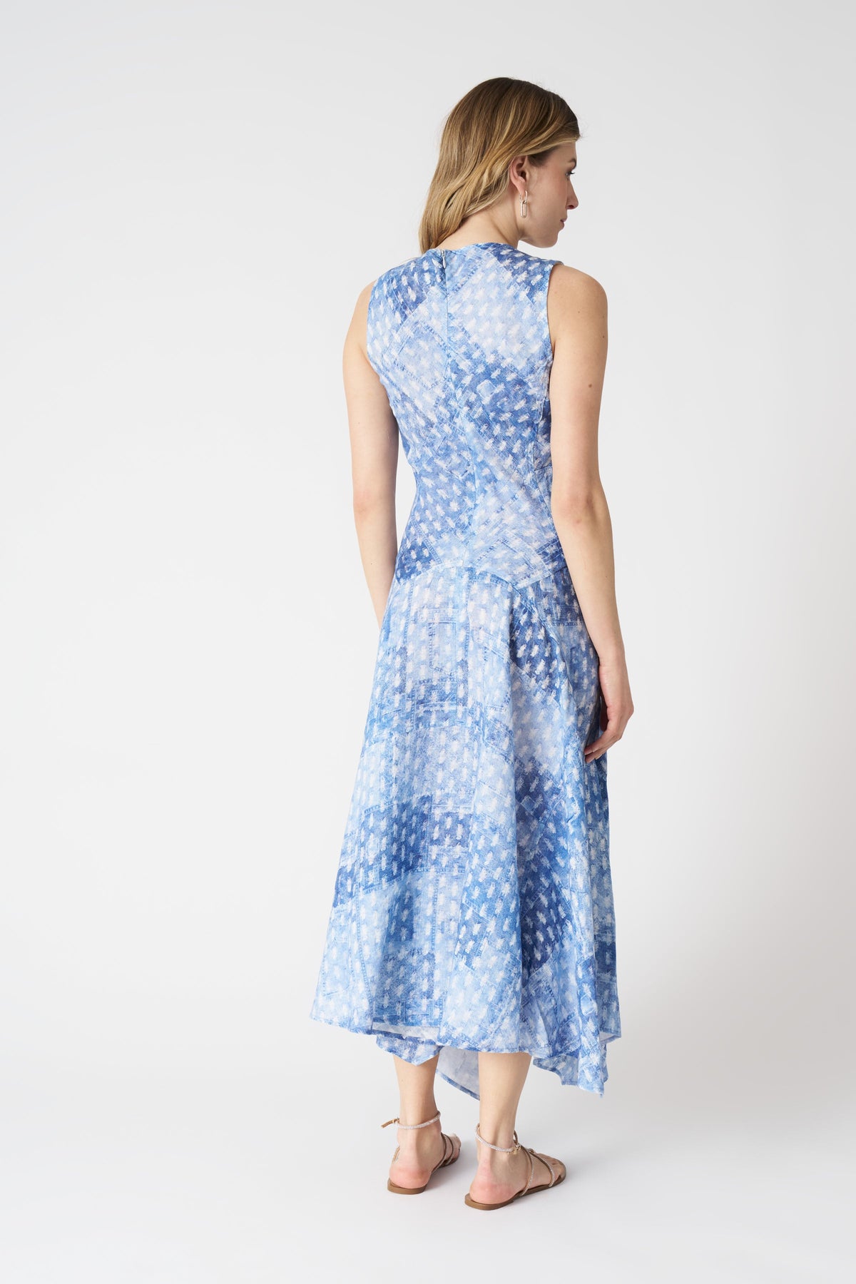 Women's Linen Asymmetrical Patchwork Effect Dress – Air, view 3