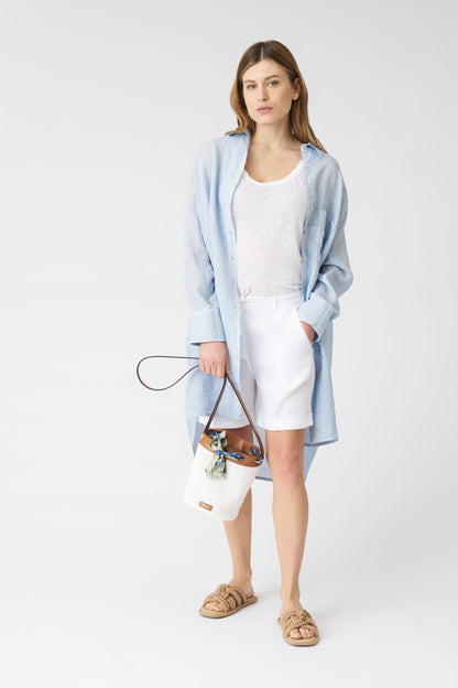 Women's Linen Oversized Shirt Dress – Sea Soft Fade, view 3