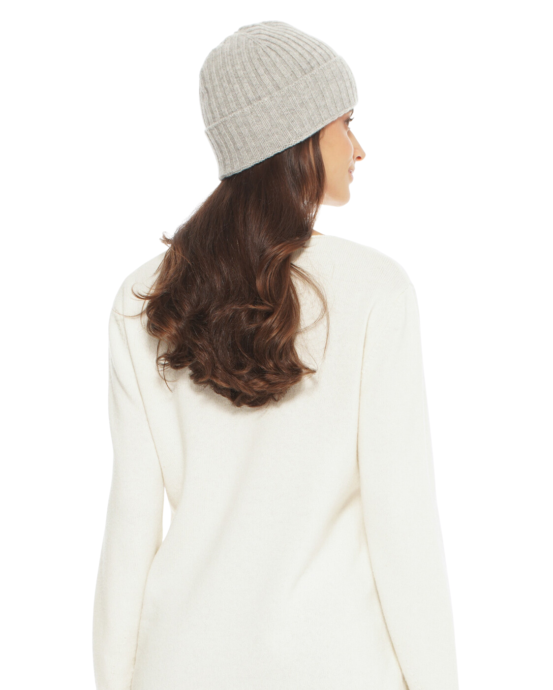 Monticelli Pure Cashmere Ribbed Hat Light Grey 4