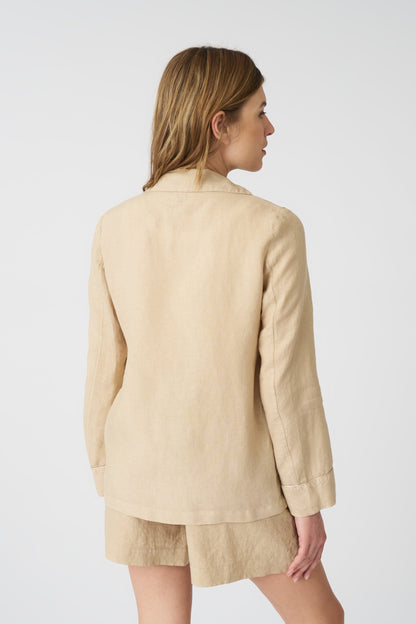 Women's Linen Relaxed Blazer – Almond, view 4