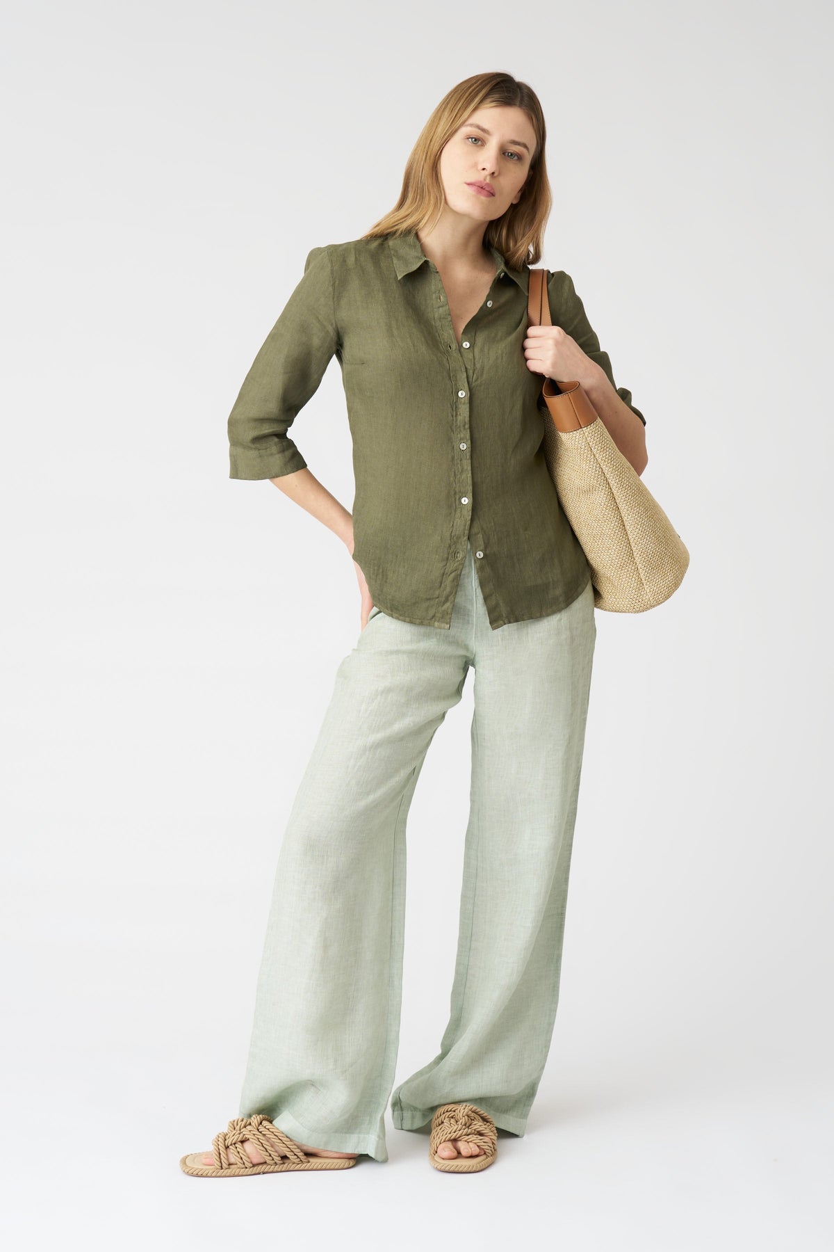 Women's Bria Linen Shirt – Caffe Soft Fade, view 3