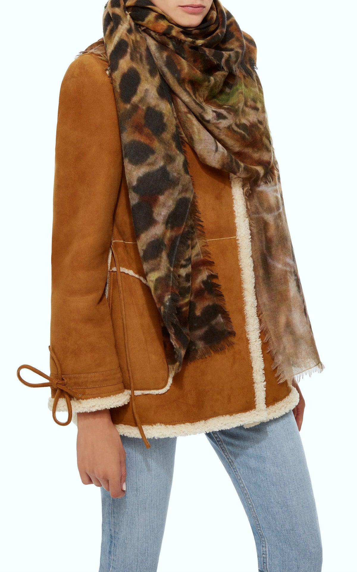 Oversized Ultrafine Pure Cashmere Leopard Scarf Wrap