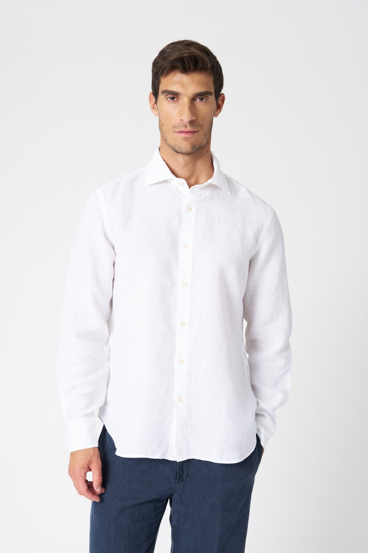 Men's Slim Fit Linen Shirt – White, view 1