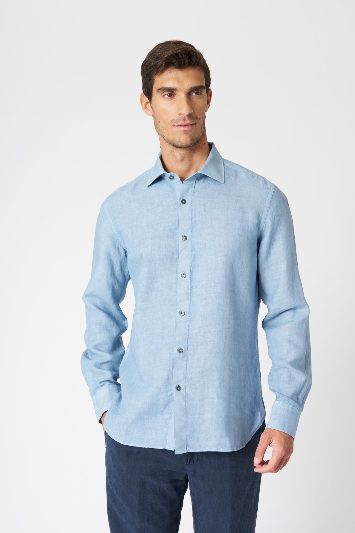 Men's Slim Fit Linen Shirt – Sugar, view 1