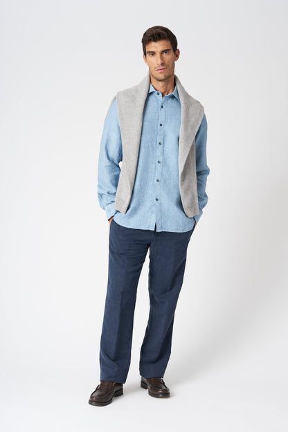 Men's Slim Fit Linen Shirt – Sugar, view 3