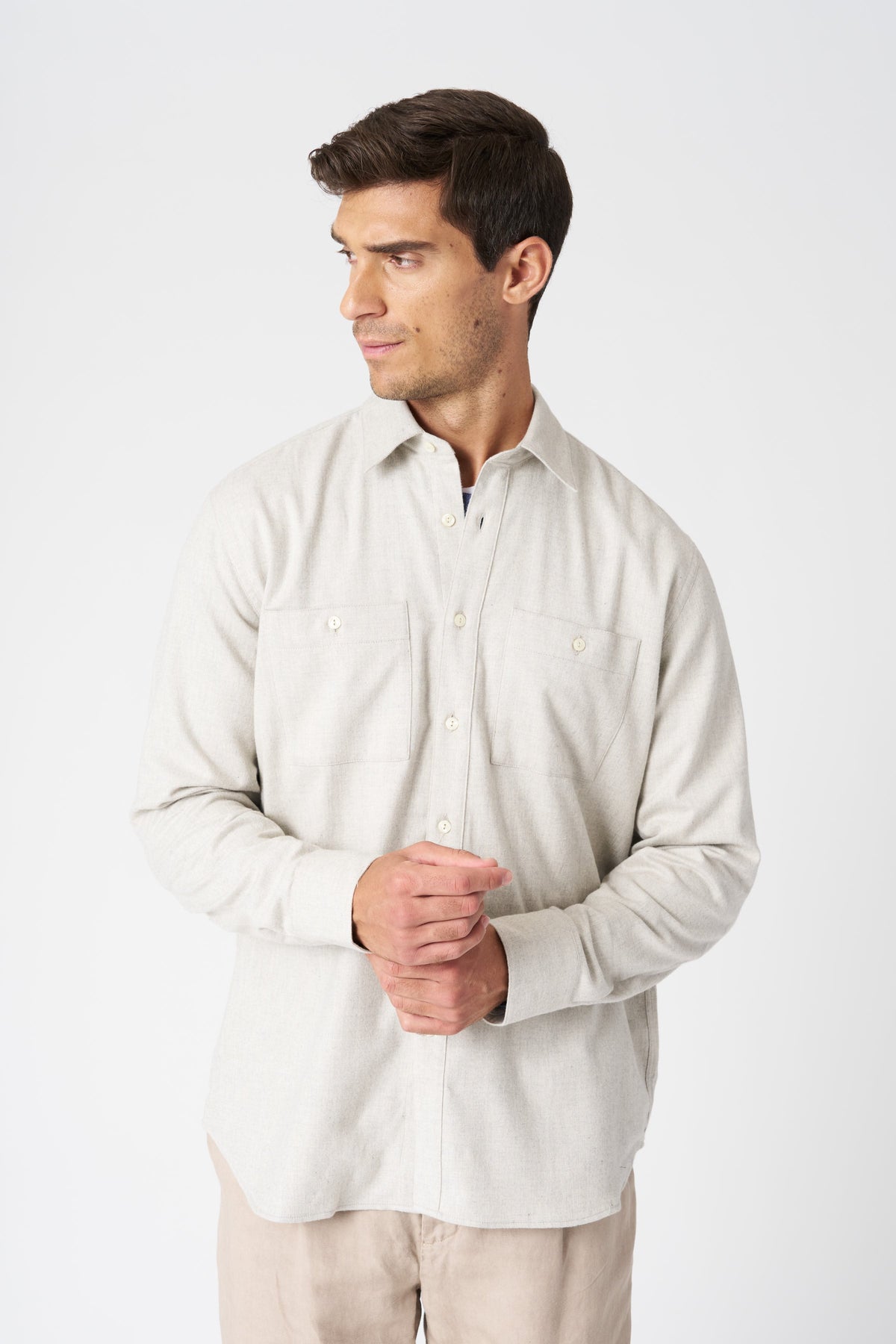 Men's Regular Fit Cotton Shirt with Pockets – Pearl, view 1