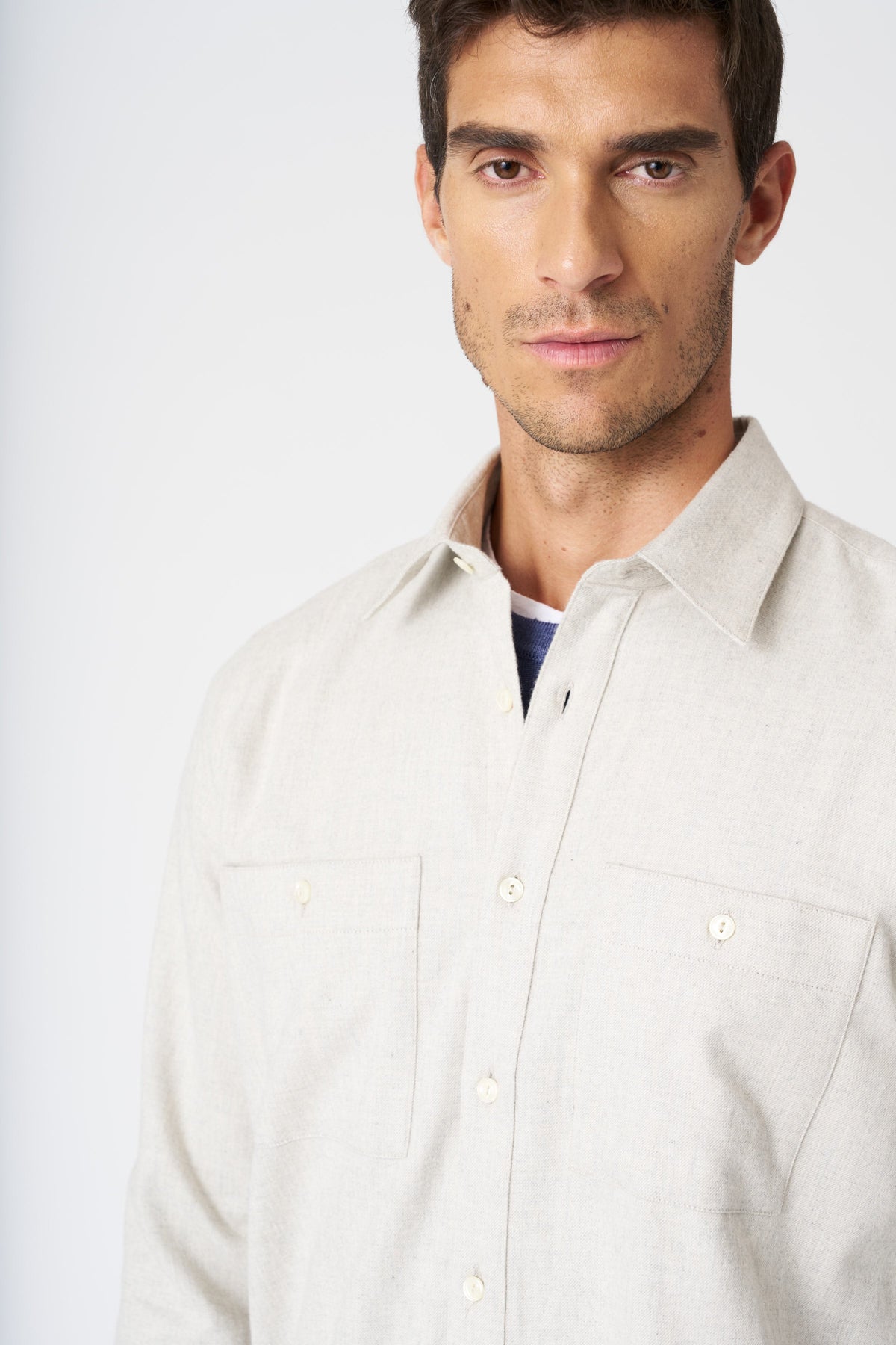 Men's Regular Fit Cotton Shirt with Pockets – Pearl, view 2