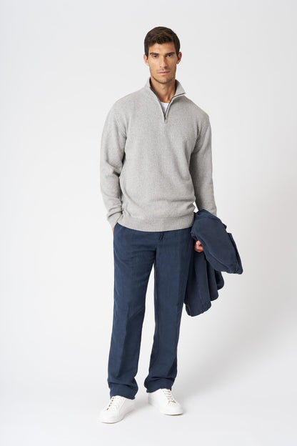 Men's Linen-Lyocell Drawstring Pants with Pockets – Marine, view 1