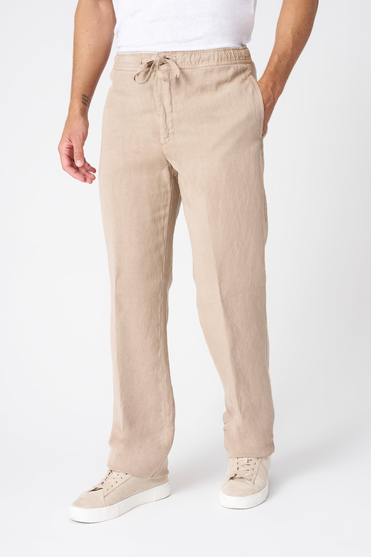 Men's Linen-Lyocell Drawstring Pants with Pockets – Dune, view 3