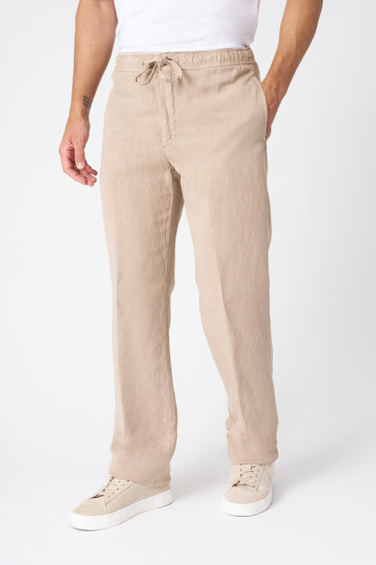 Men's Linen-Lyocell Drawstring Pants with Pockets – Dune, view 3