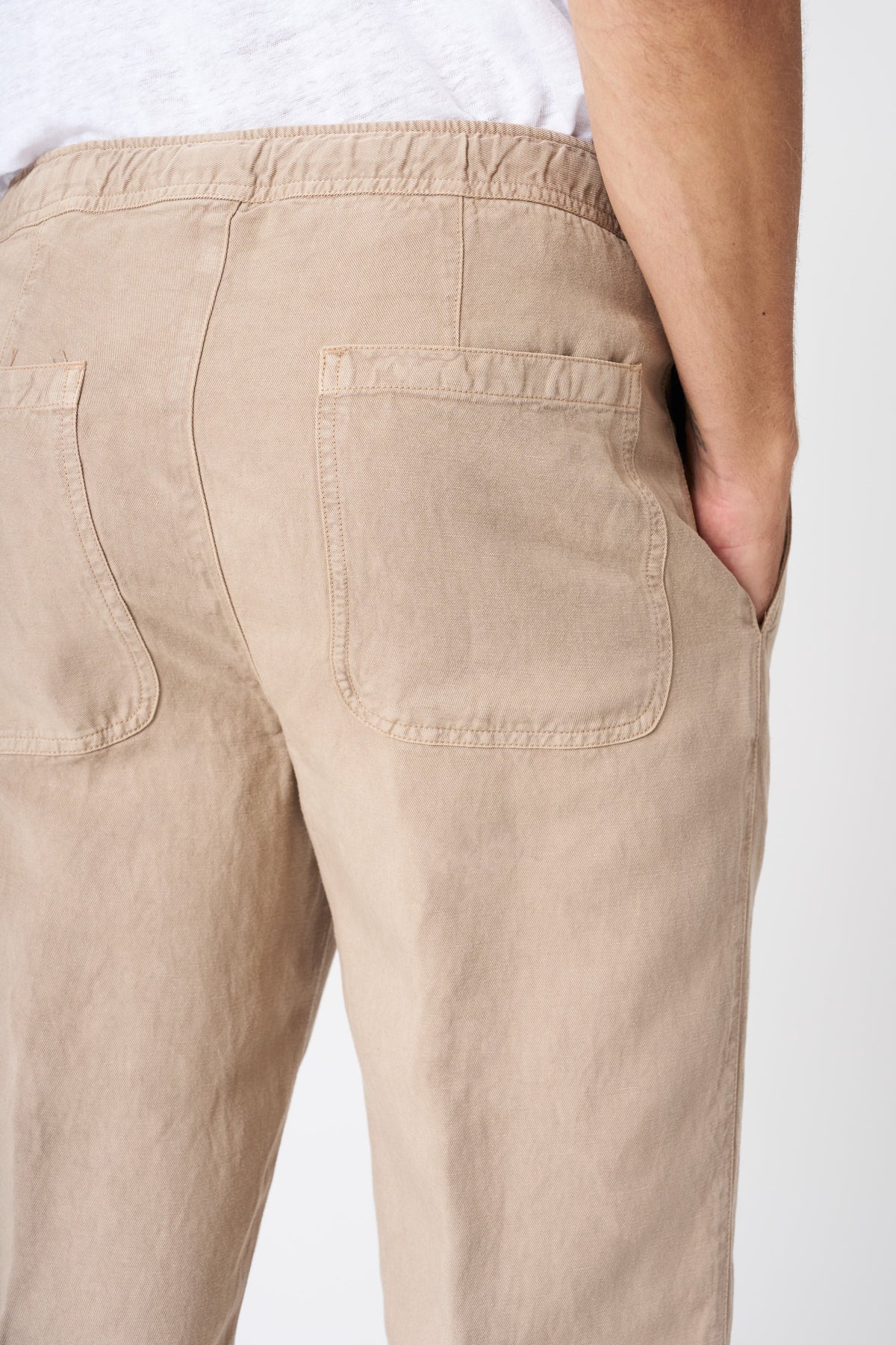 Men's Linen-Lyocell Drawstring Pants with Pockets – Dune, view 2
