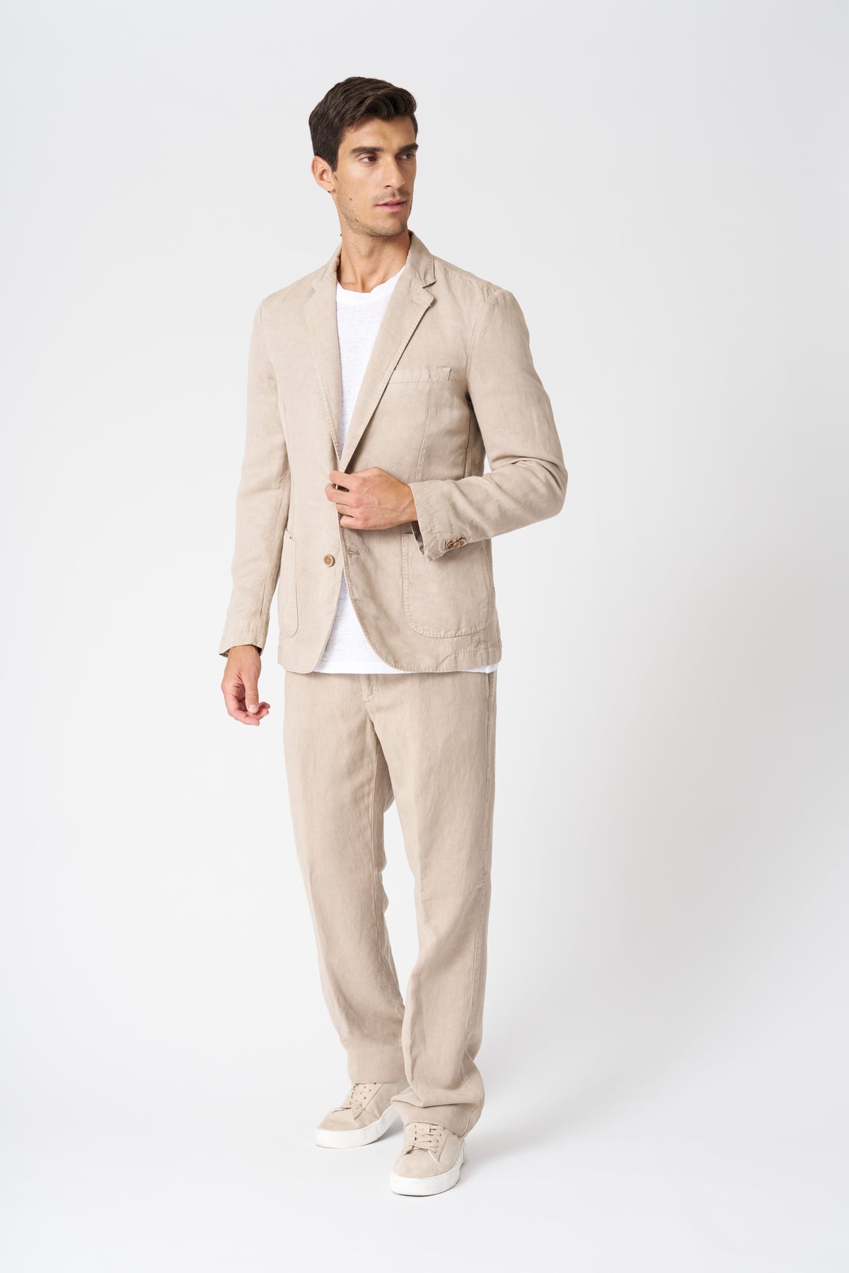 Men's Linen-Lyocell Drawstring Pants with Pockets – Dune, view 1